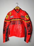 FERRARI RACING LEATHER JACKET Formula 1 RETRO