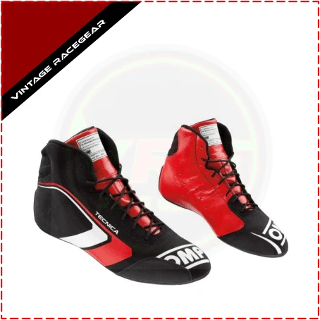 OMP Tecnica Race Boots Black - Red - Vintage Racegears