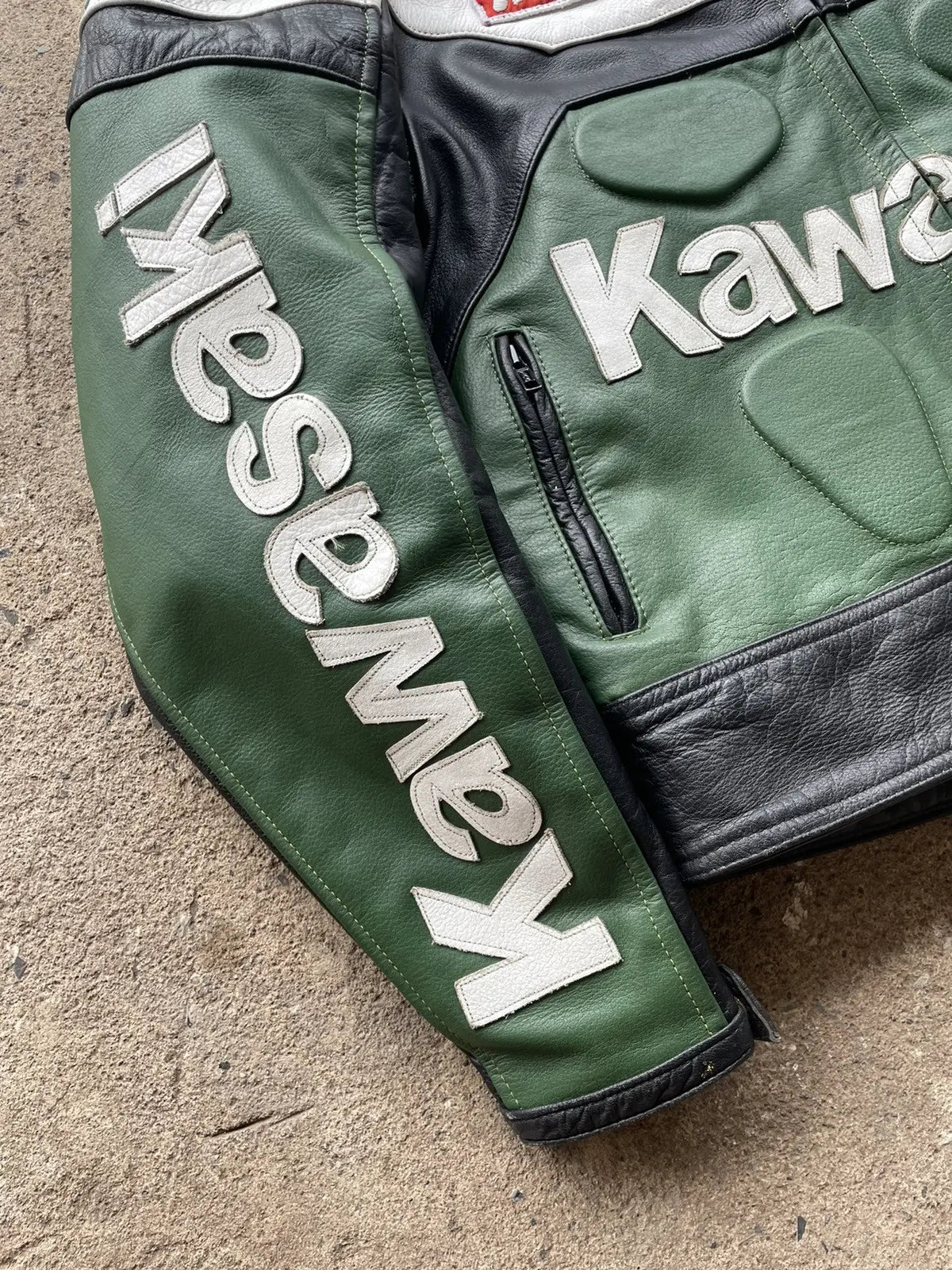RARE Vintage Kawasaki Leather Moto Racing Jacket Hype