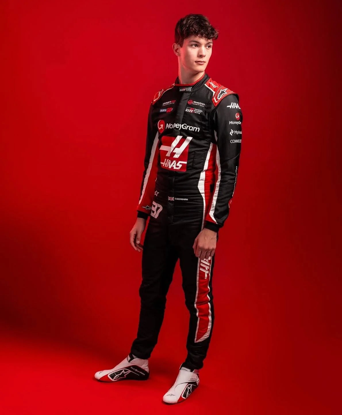 New 2025 Ollie Bearman Team Haas F1 Racing Suit