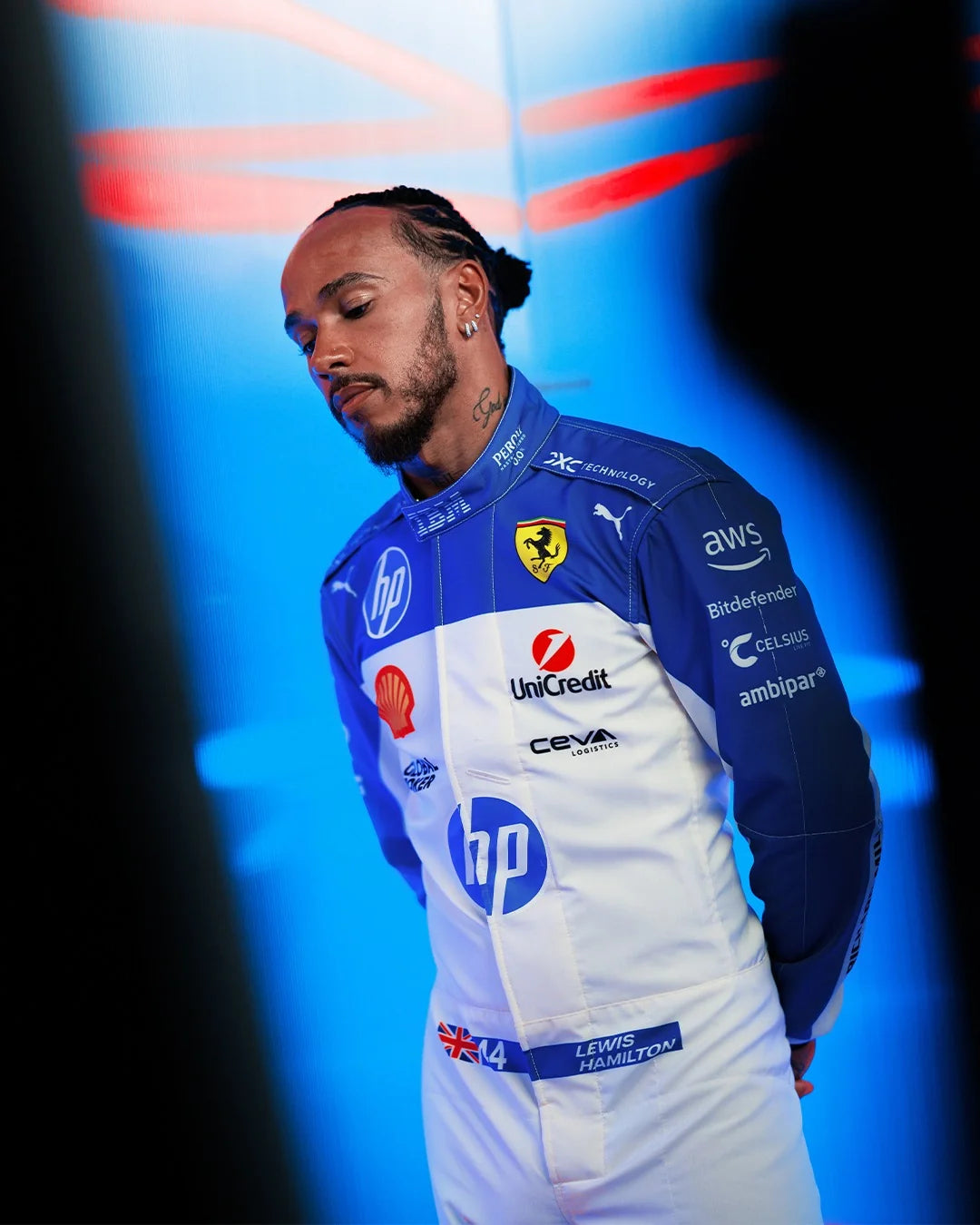 2025 Lewis Hamilton Miami GP Blue F1 Ferrari Race Suit