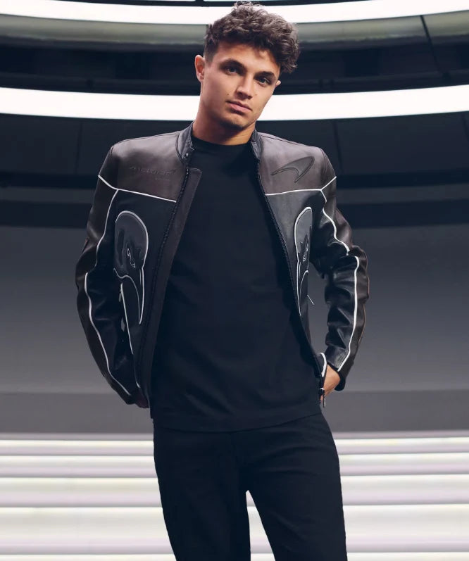 McLaren F1 Team Leather Biker Jacket in Black