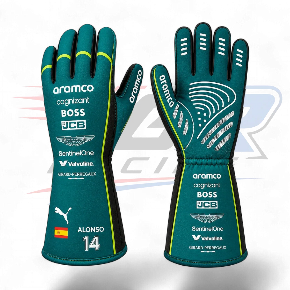 2026 Fernando Alonso Team Aston Martin F1 Racing Gloves Replica