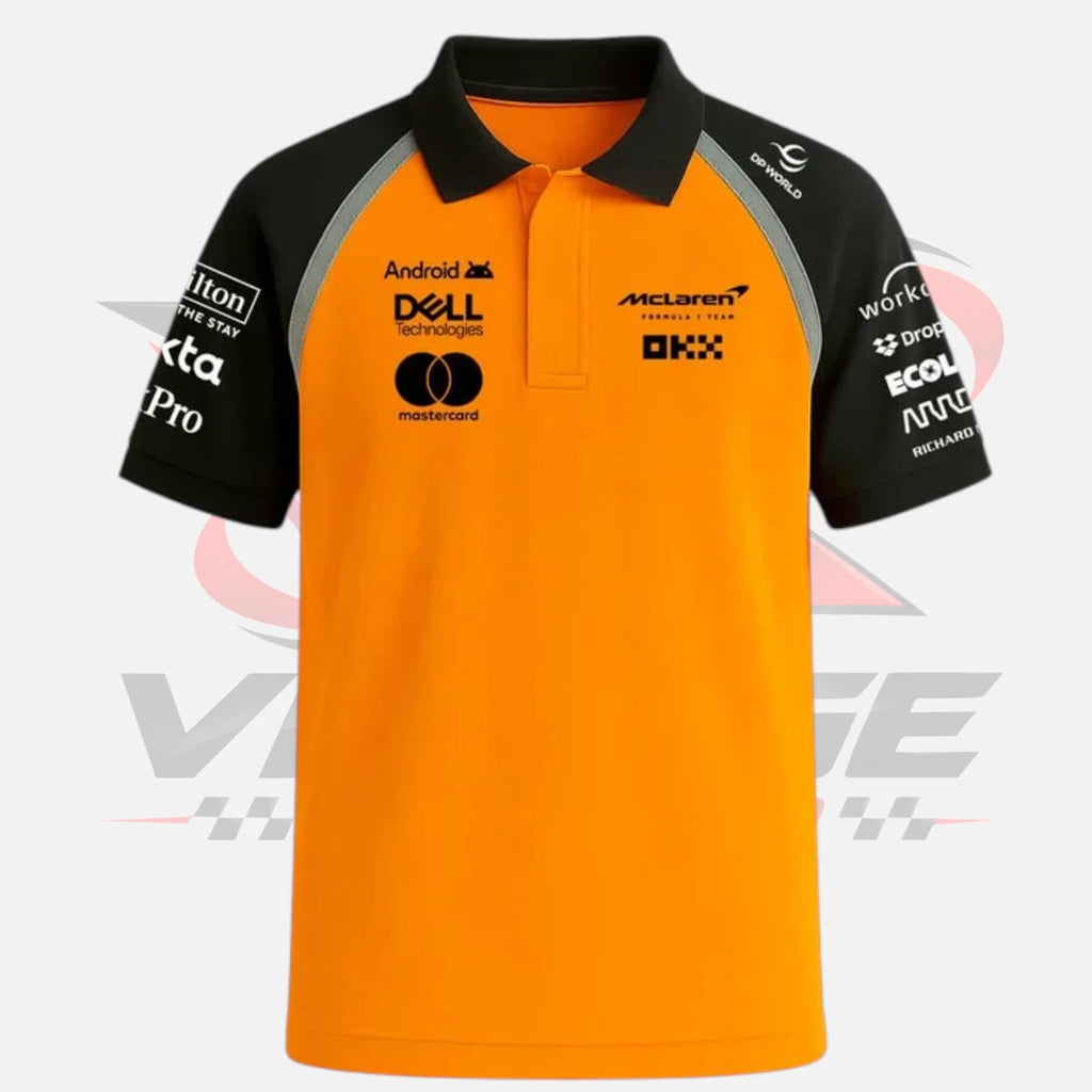 F1 Team McLaren Racing Polo Shirt 2025 Orange & Black