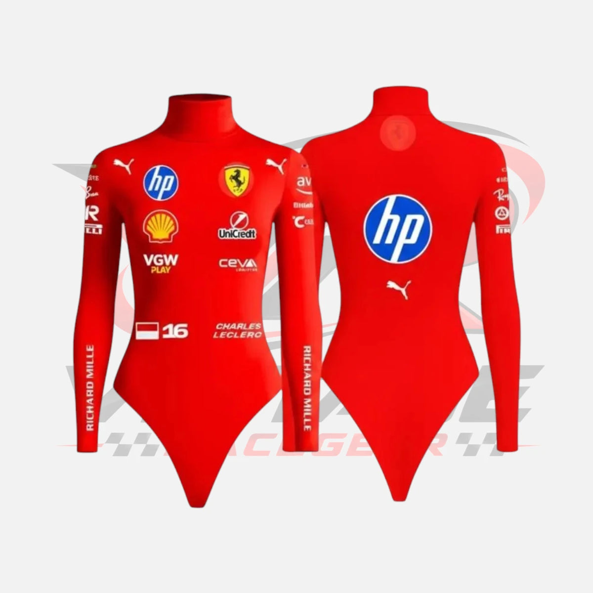 Charles Leclerc Ferrari F1 Racing Bodysuit-Red