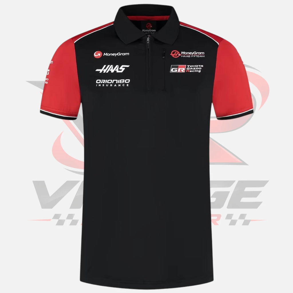 F1 Haas Racing Team Polo-Shirt 2025 Replica Black & Red
