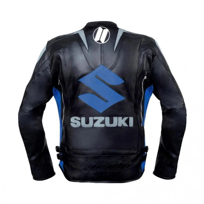 Suzuki MotoGP Motorcycle Racing Leather Jacket Black