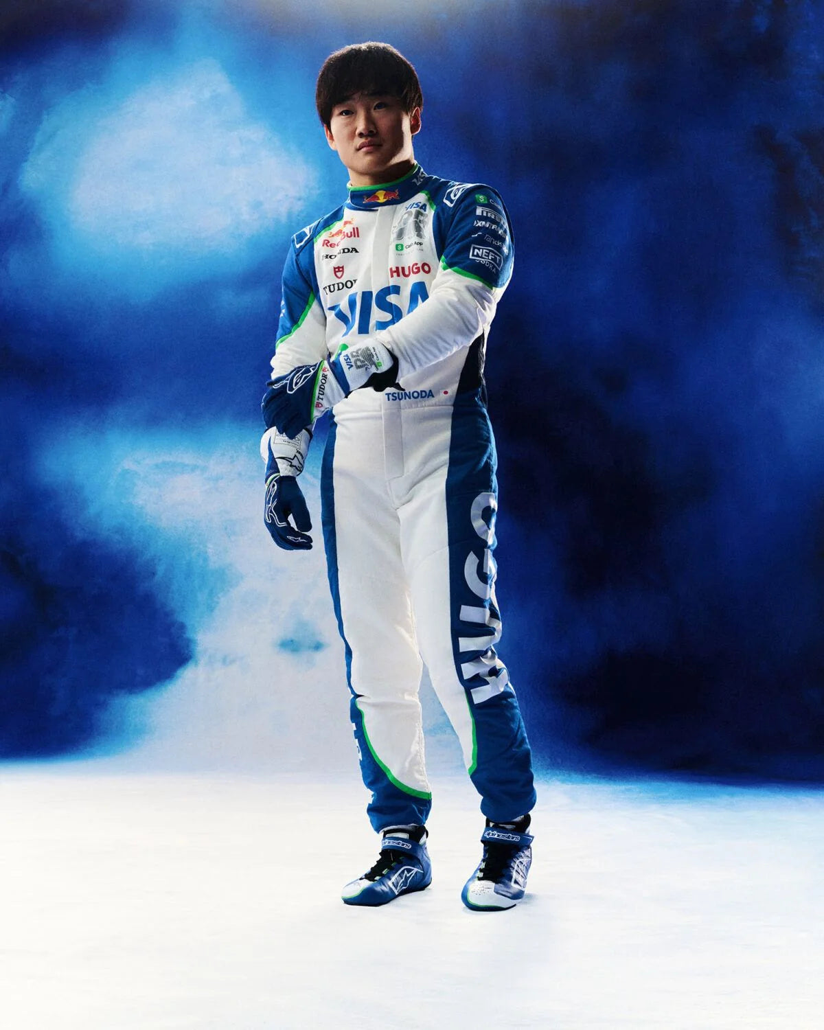 New 2025 Yuki Tsunoda Visa Cash App Bull's F1 Racing Suit