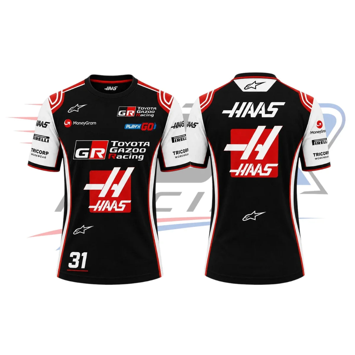 2026 Haas F1 Racing Team T Shirt Black & Red