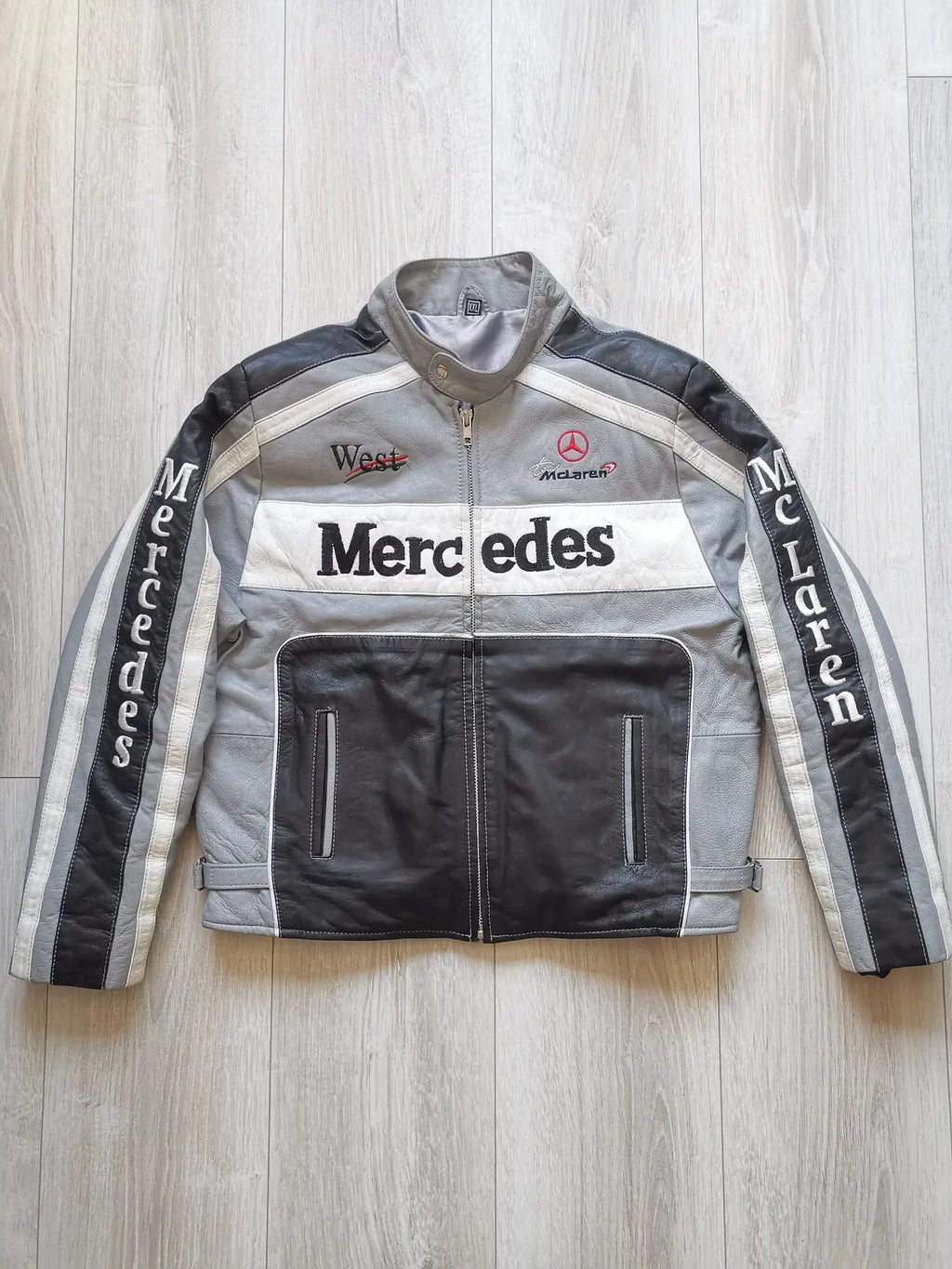 Mercedes X Mclaren Racing Leather Jacket Streetwear