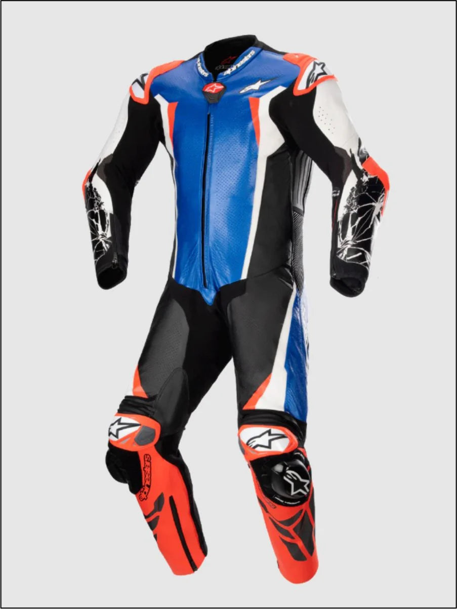 Racing Absolute V2 Leather Suit - 1PC Blue - Black