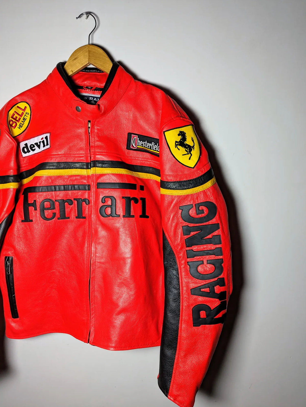 FERRARI RACING LEATHER JACKET Formula 1 RETRO