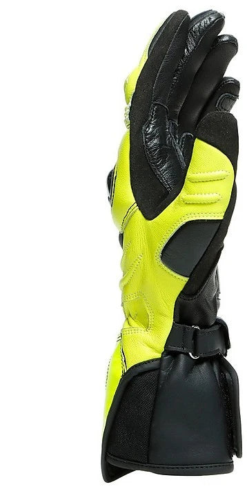 Sport Motorcycle Gloves in Dainese CARBON 3 LONG Leather Black Yellow Fluo