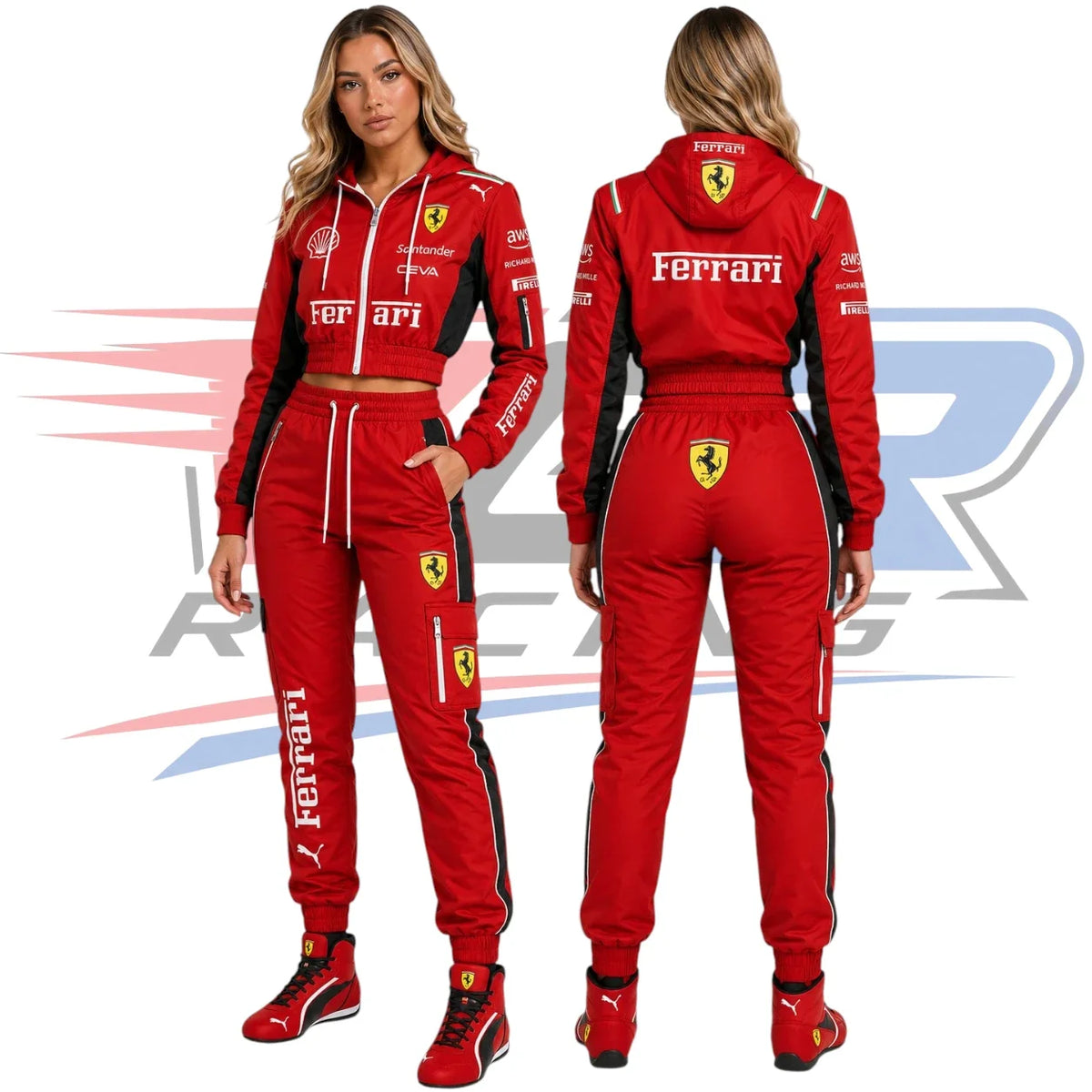 F1 Team Ferrari Women’s Hoodie & Jogger Set Red