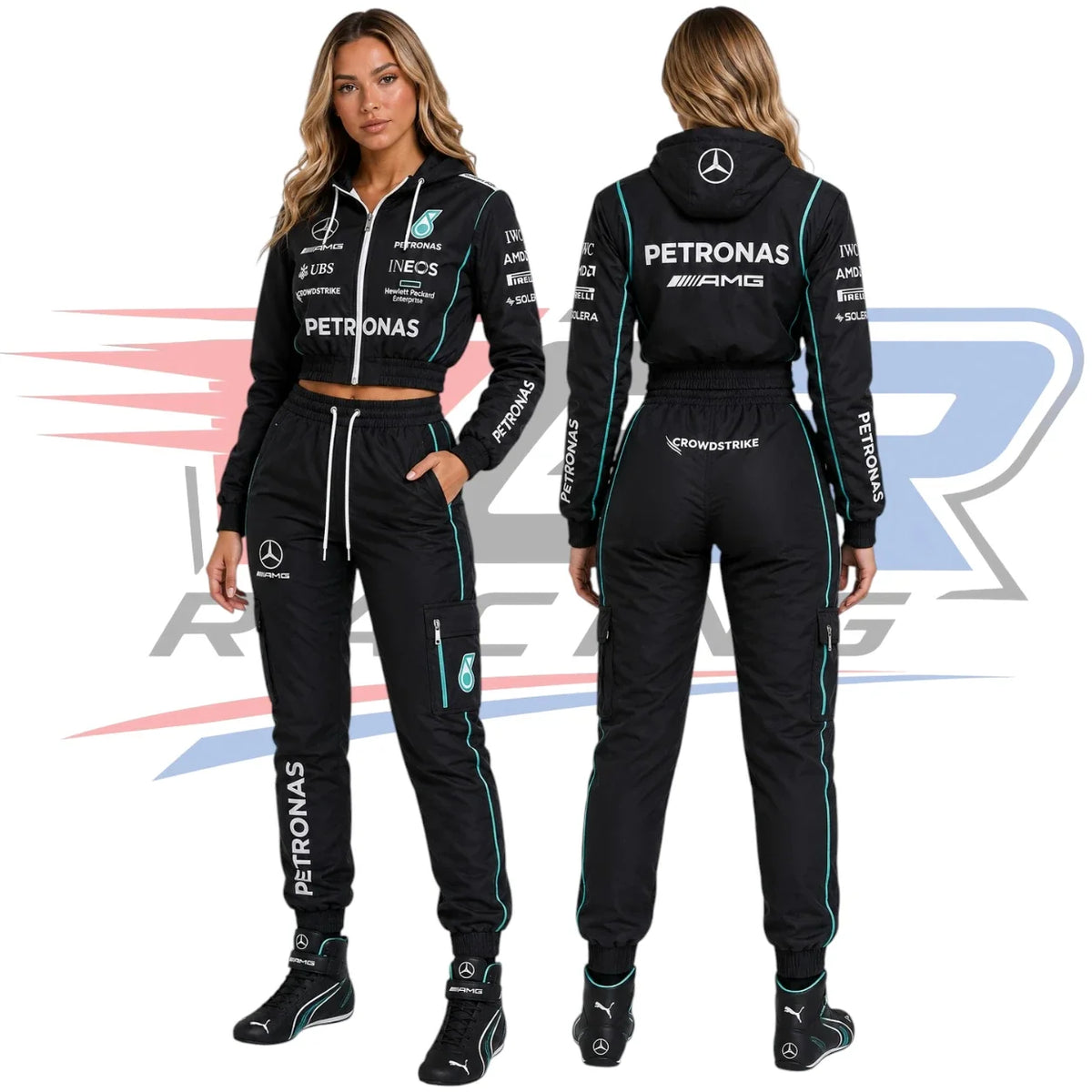 F1 Team Mercedes Women’s Hoodie & Jogger Set Black