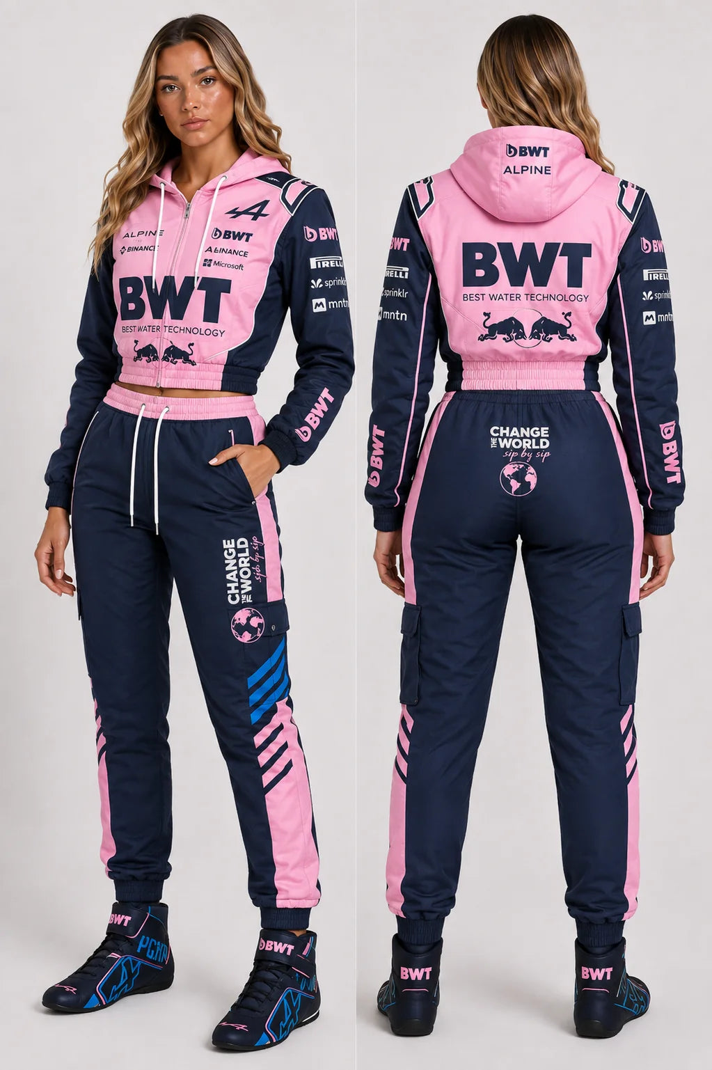 F1 Team Alpine BWT Women’s Hoodie & Jogger Set – Pink & Navy