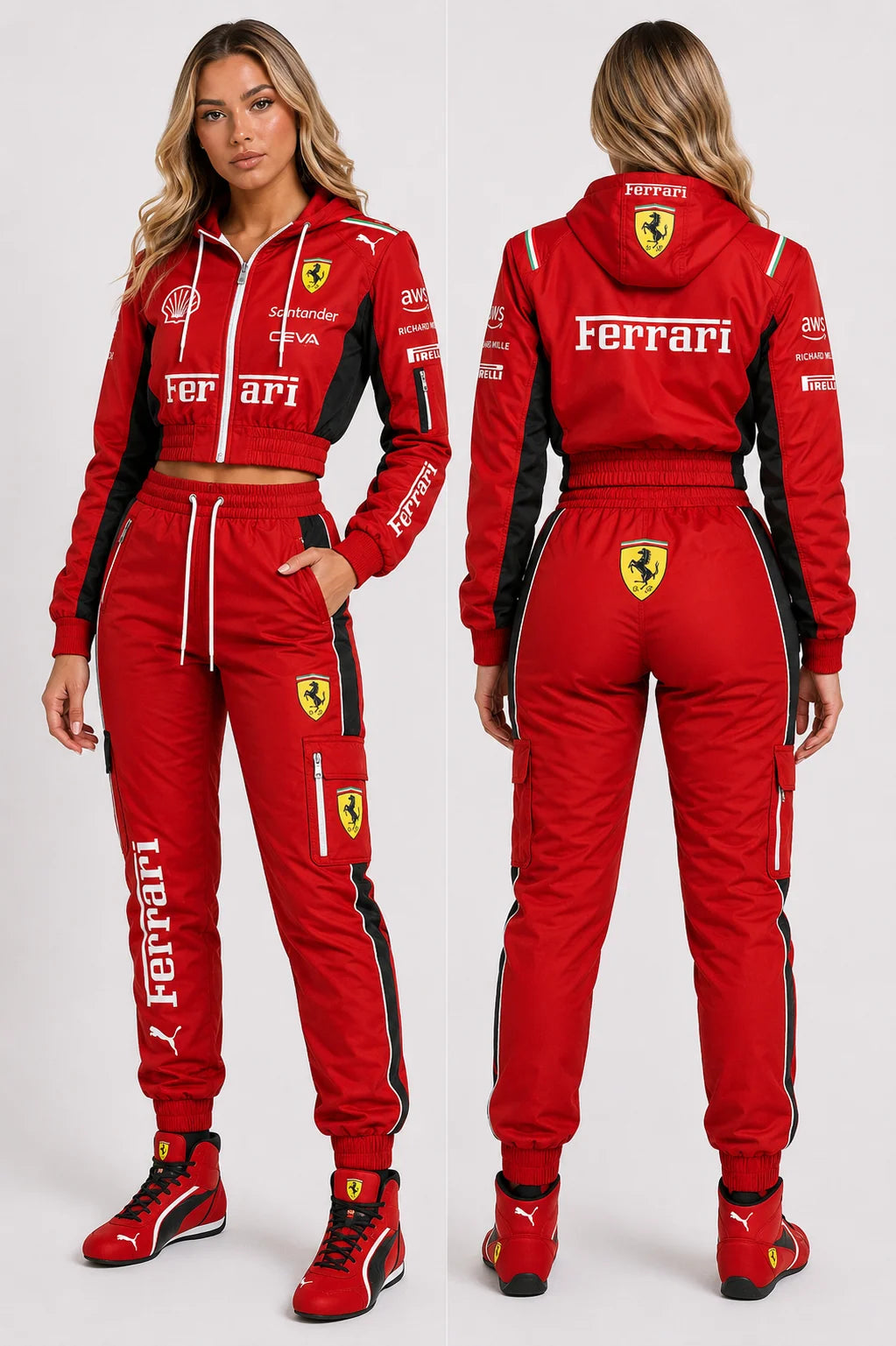 F1 Team Ferrari Women’s Hoodie & Jogger Set Red