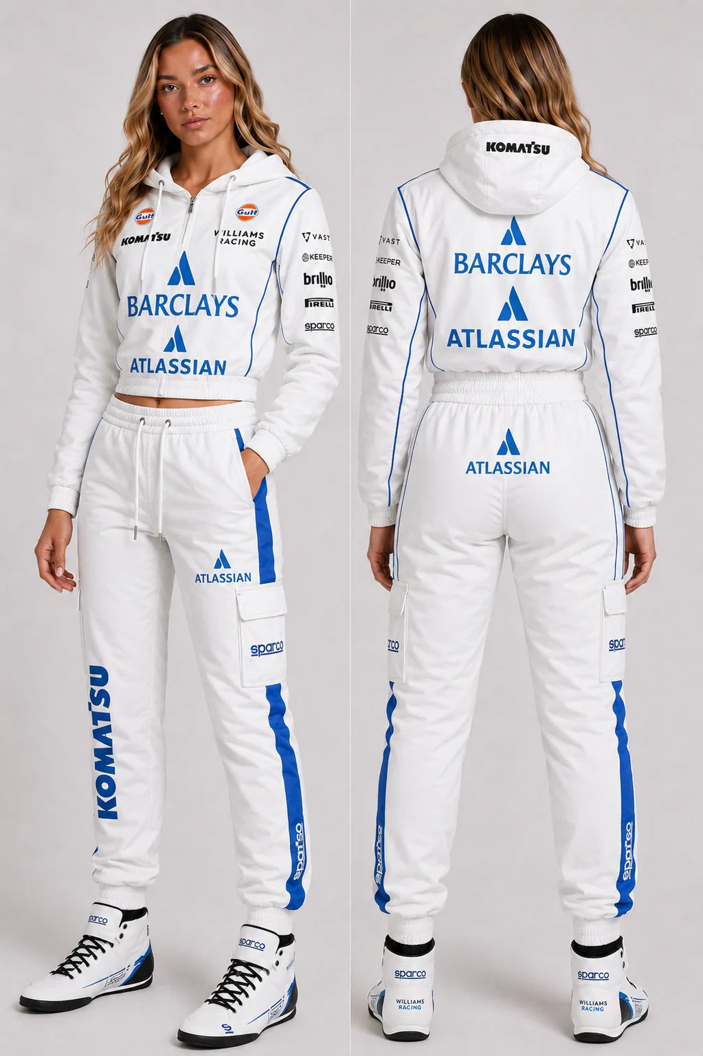 F1 Team Williams Racing Women’s Hoodie & Jogger Set – White & Blue