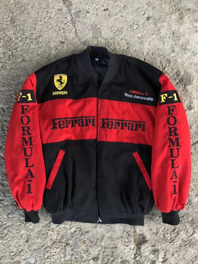 F1 Vintage Ferrari Racing Jacket Red & Black