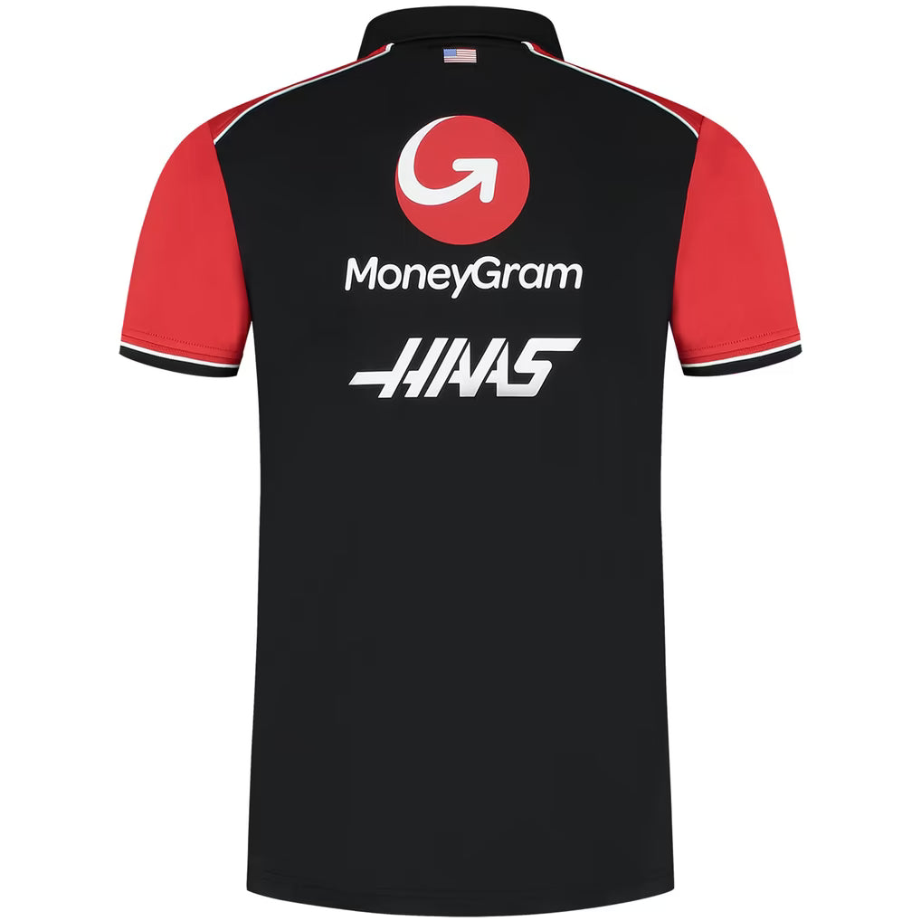 F1 Haas Racing Team Polo-Shirt 2025 Replica Black & Red
