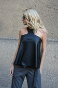 Vegan Leather Top/Asymmetrical Tunic/Faux Leather Top/Tank Top
