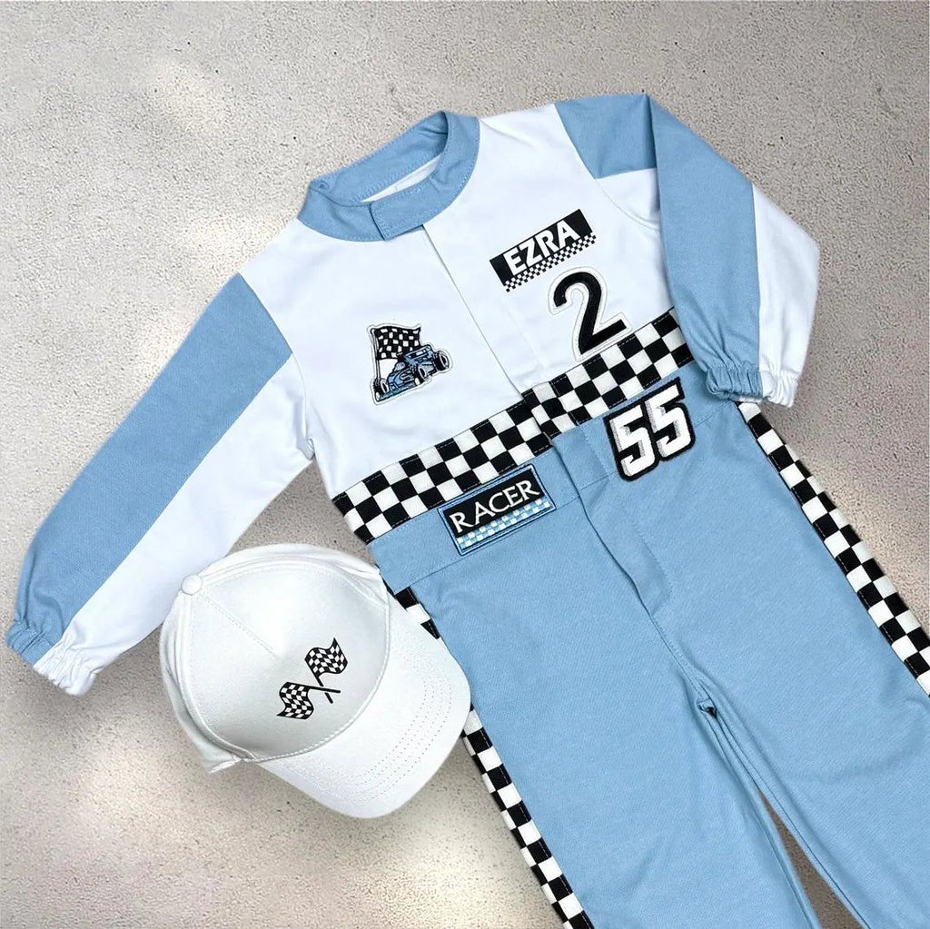 F1 Birthday Baby Suit & Cap Syan And White