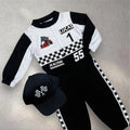 F1 Birthday Baby Suit & Cap Black And White
