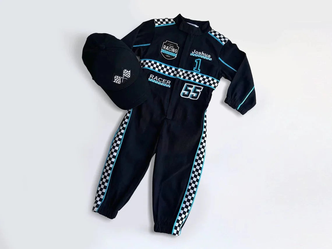 F1 Birthday Baby Suit & Cap Blue And Black