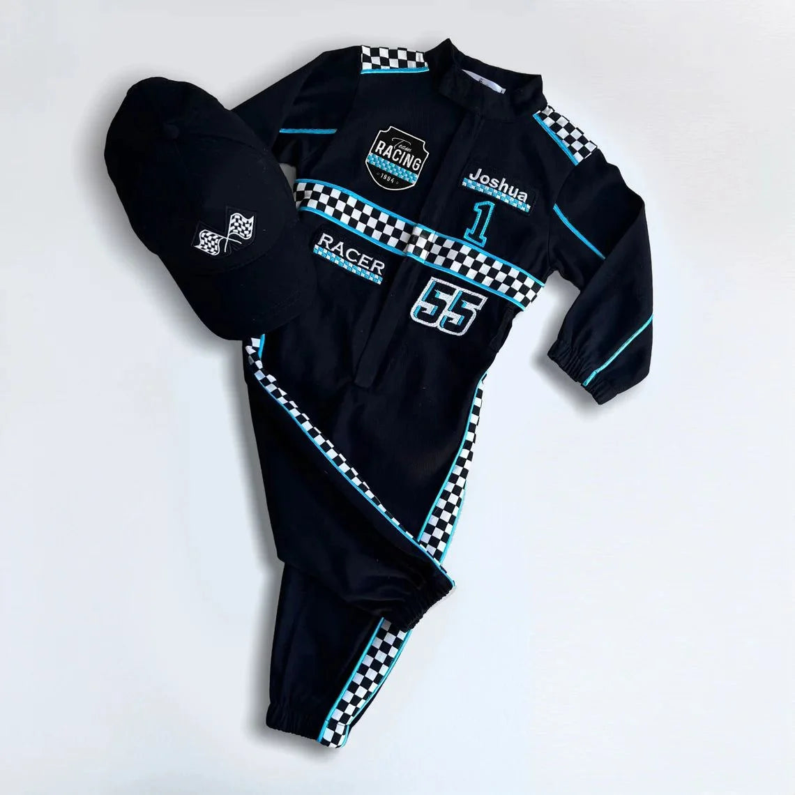 F1 Birthday Baby Suit & Cap Blue And Black