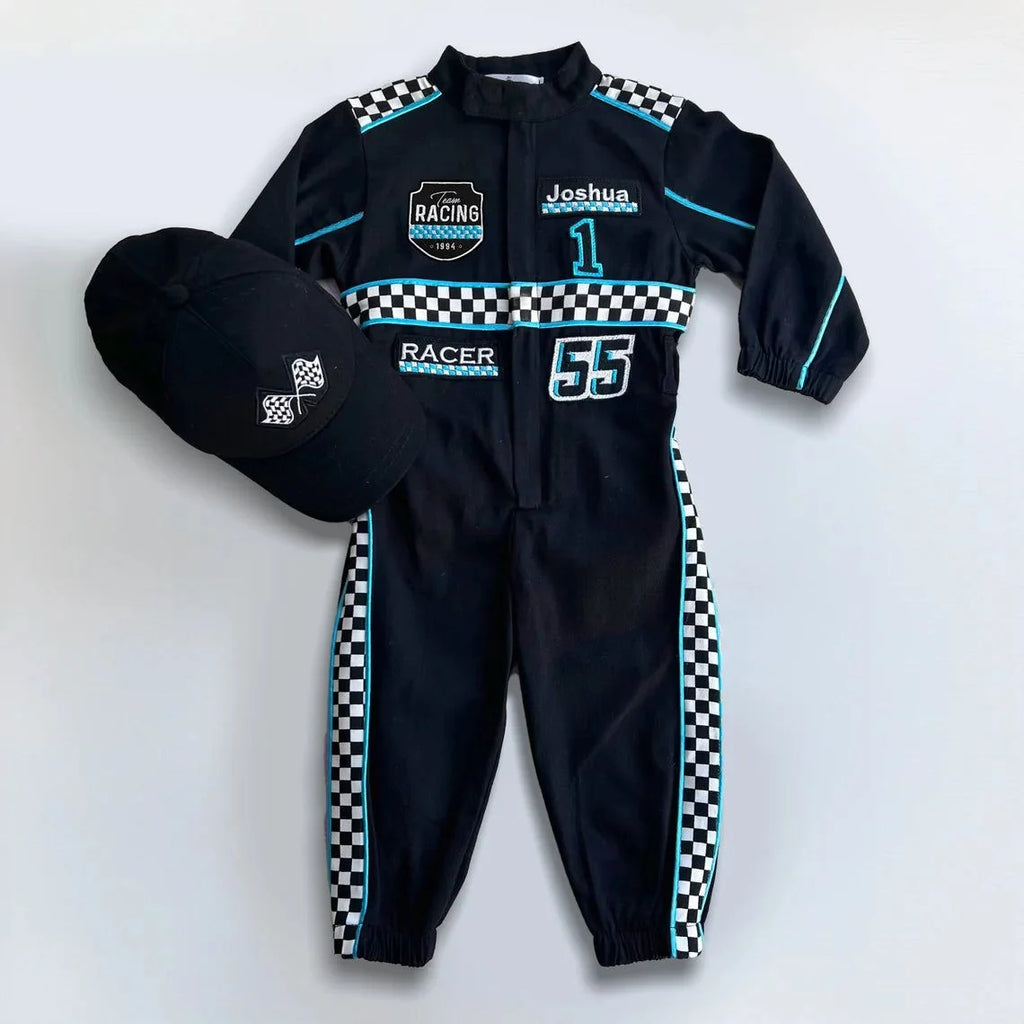 F1 Birthday Baby Suit & Cap Blue And Black