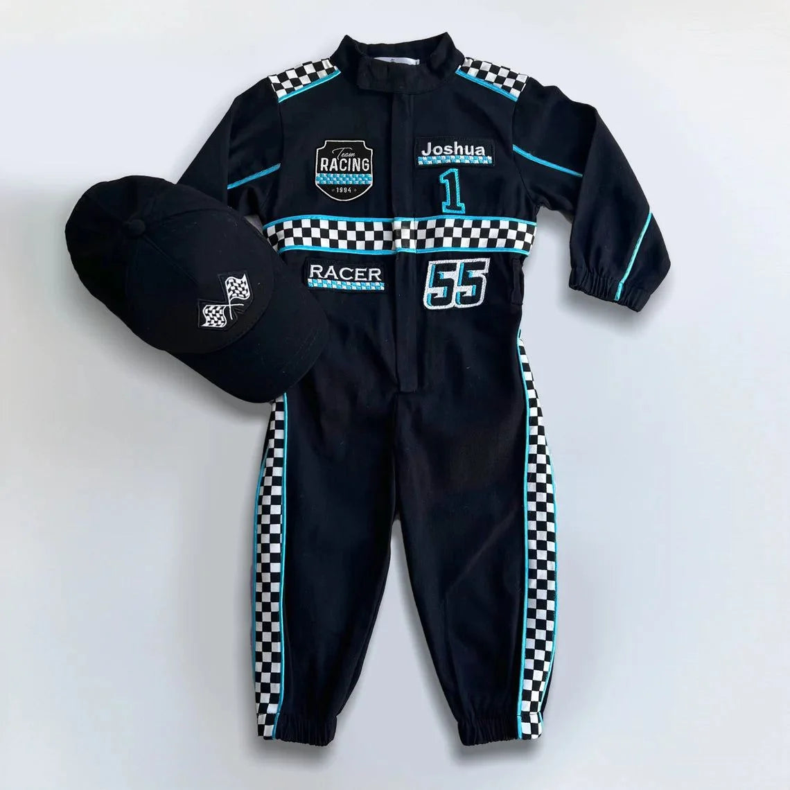 F1 Birthday Baby Suit & Cap Blue And Black