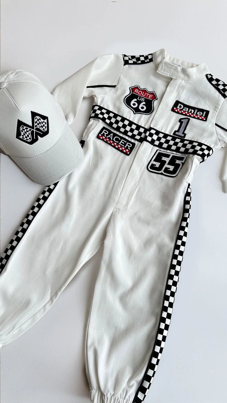 F1 Birthday Baby Suit & Cap White