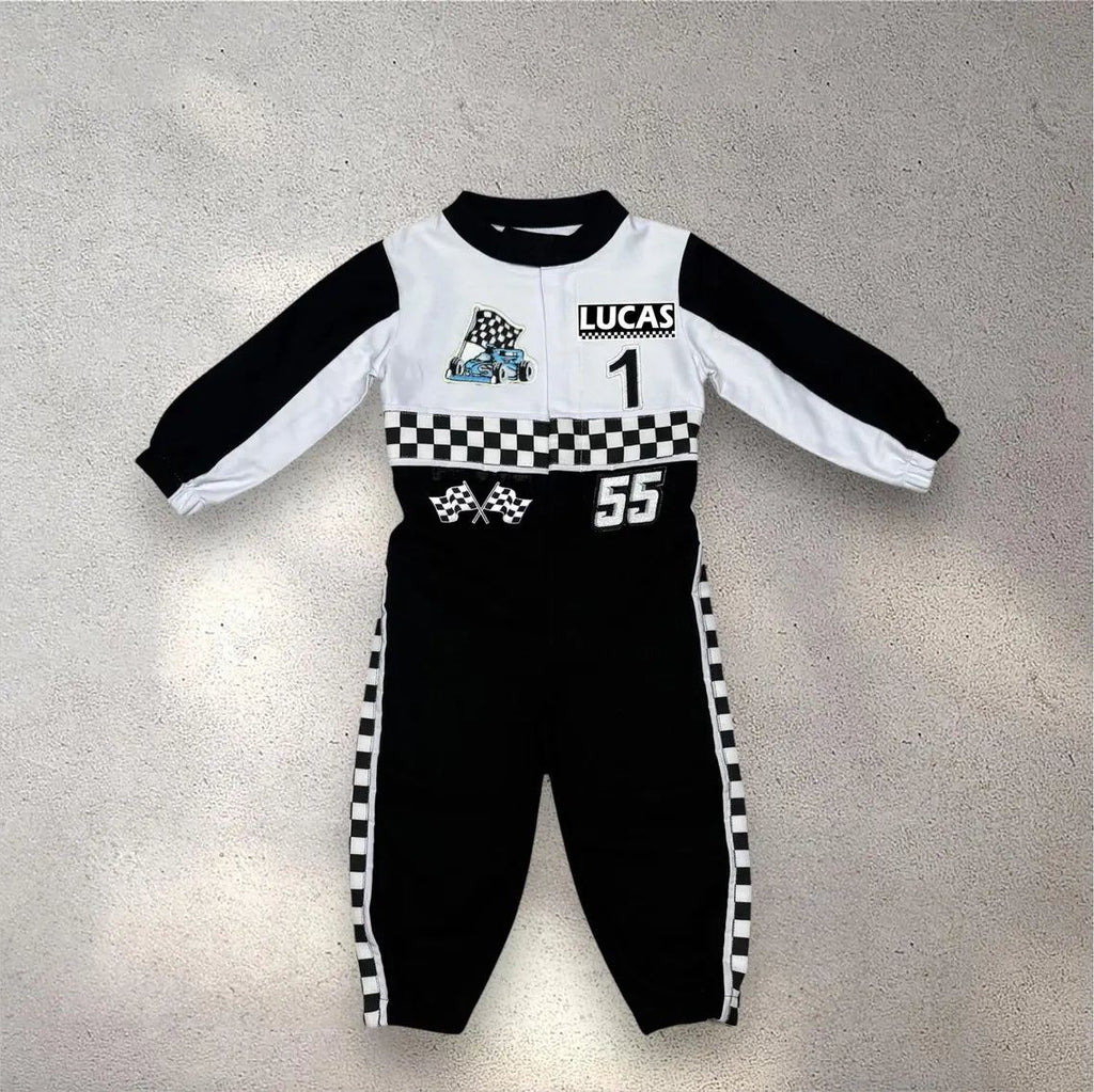 F1 Birthday Baby Suit & Cap Black And White