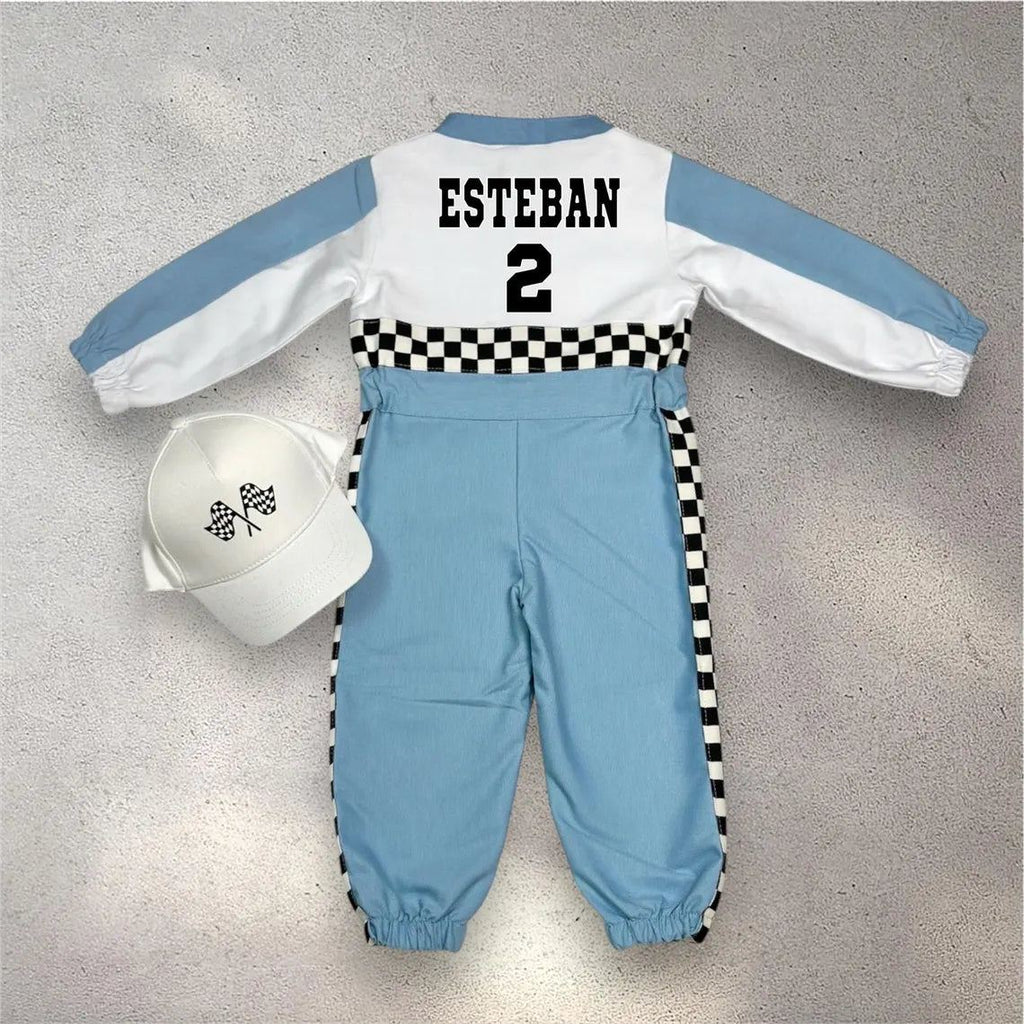 F1 Birthday Baby Suit & Cap Syan And White