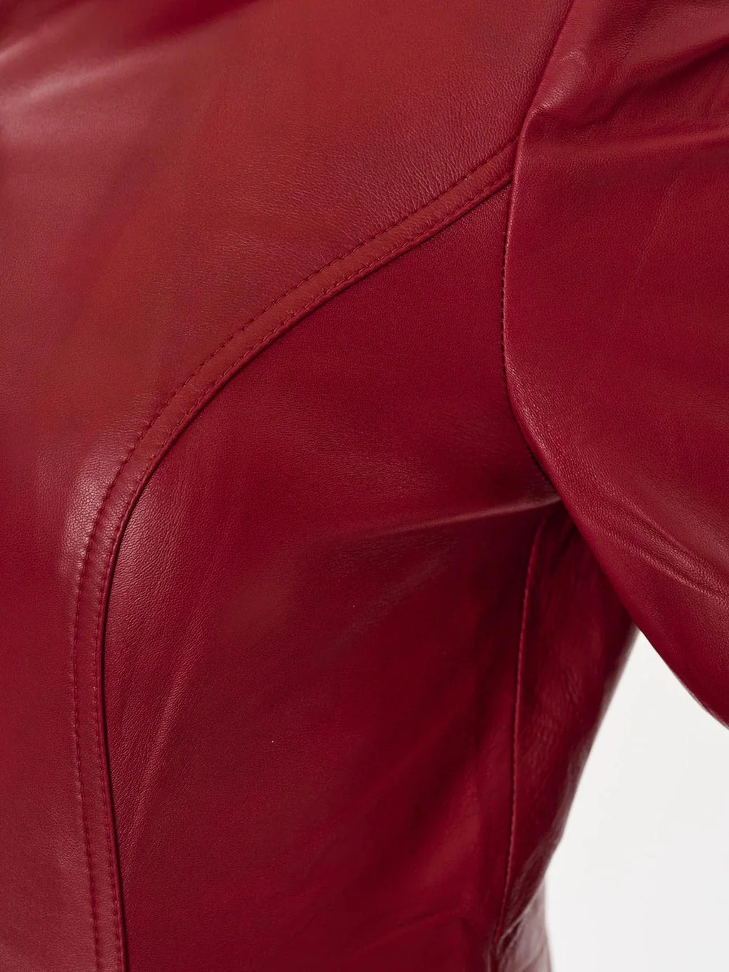 Red Lambskin Leather Jacket: Women's Slim Fit Racing Style