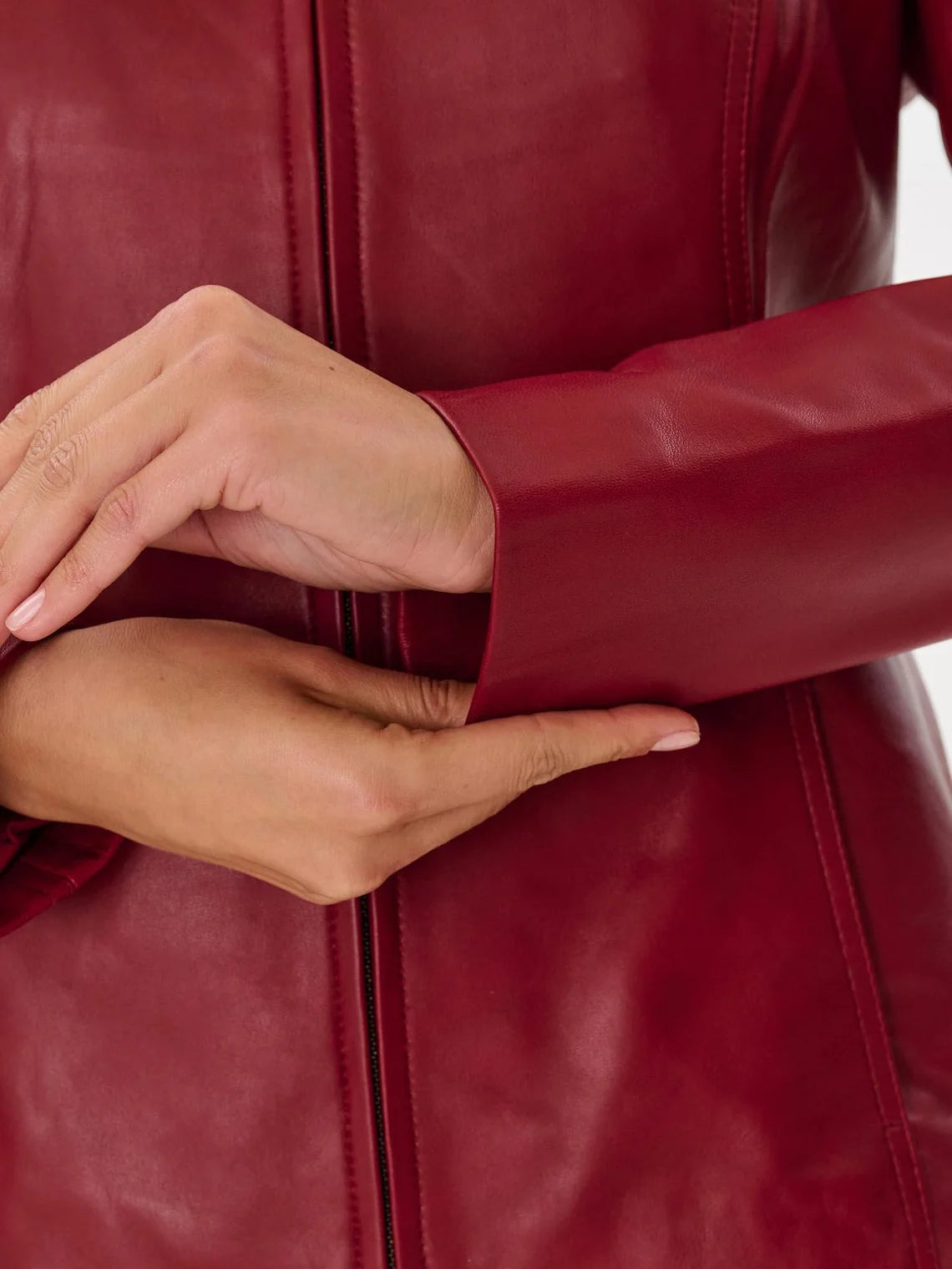 Red Lambskin Leather Jacket: Women's Slim Fit Racing Style