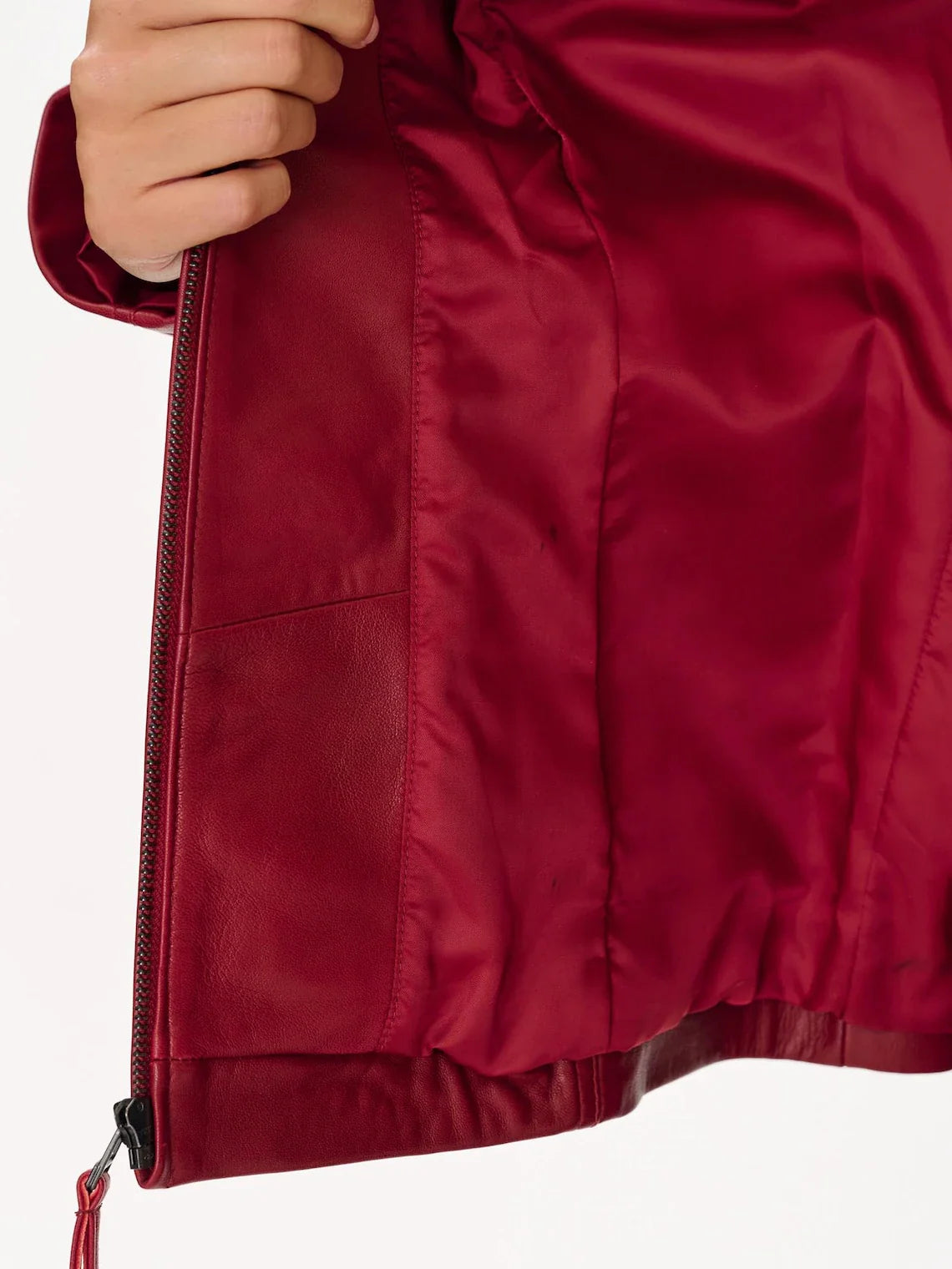 Red Lambskin Leather Jacket: Women's Slim Fit Racing Style