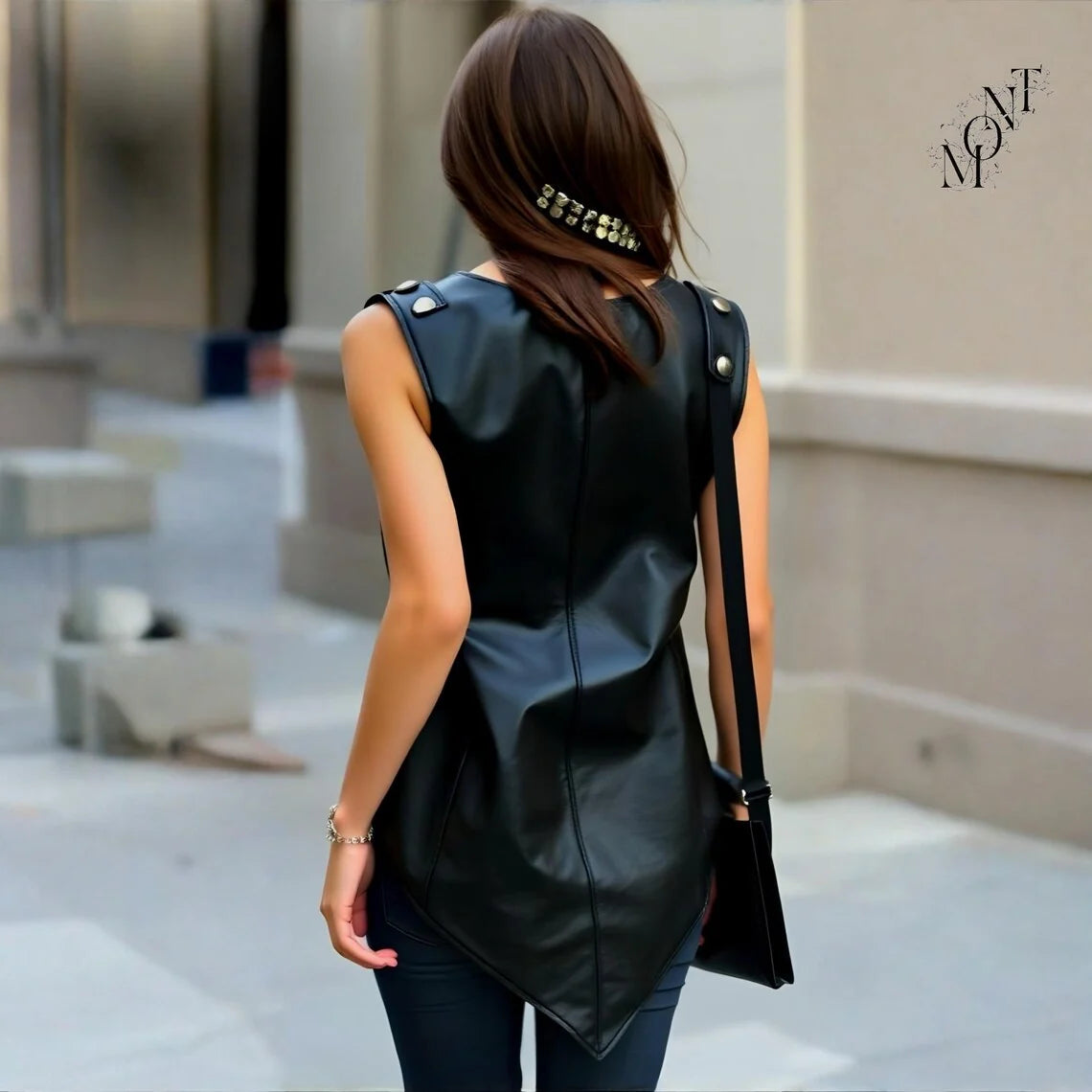 Edgy Leather Tank Top | Women's Handmade Genuine Leather