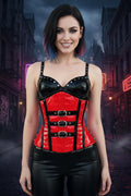 Red Faux Leather Under bust Corset: Steel Boned Punk Waist