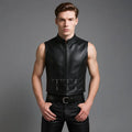 Handmade Sheepskin Leather Biker Vest – Men's Sleeveless