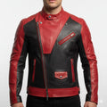 Handmade Red & Black Leather Biker Jacket | Men's Moto Jacket