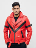 Michael Jackson Red Jacket MJ Thriller Leather Jacket