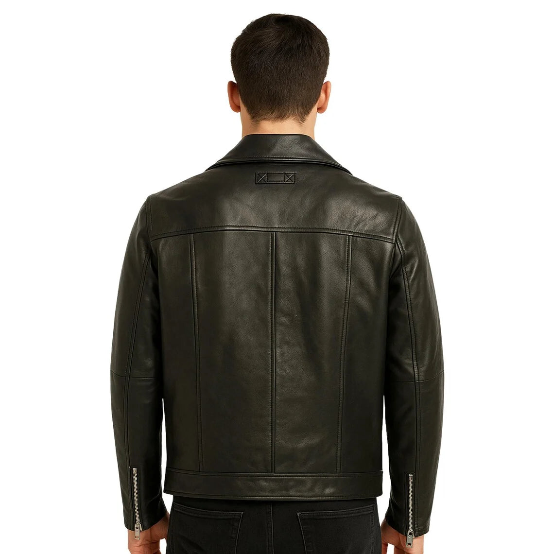 Men's Vintage Asymmetrical Zipper Motorcycle Biker Genuine Leather Racing Jacket