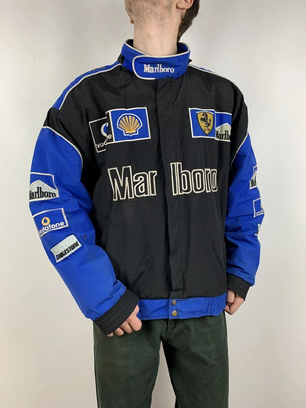 Men's Vintage Ferrari Marlboro Vodafone Racing Jacket blue