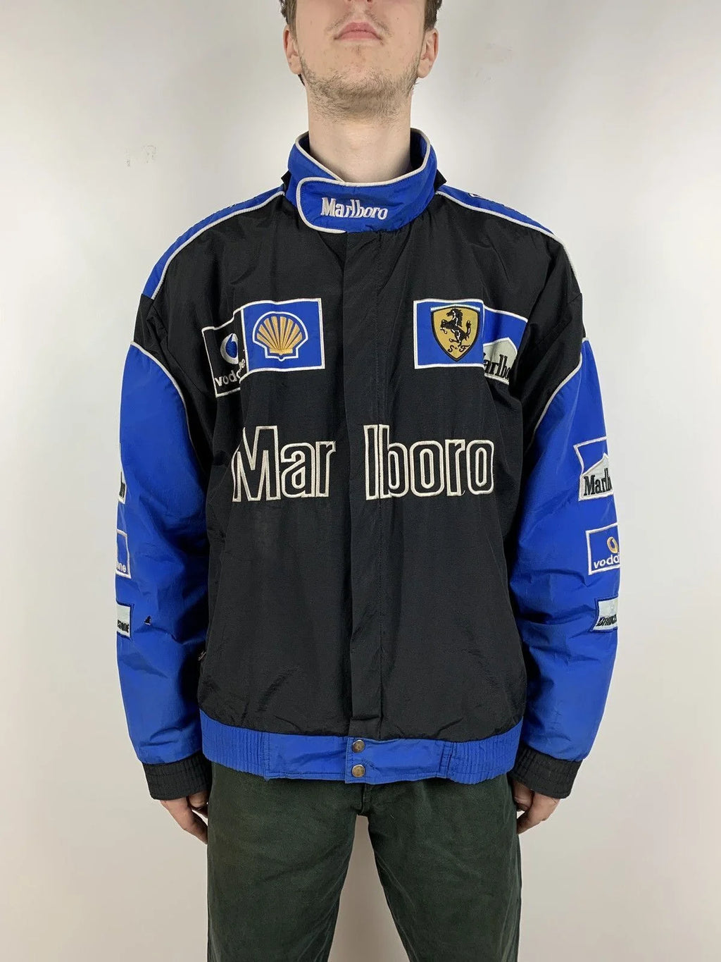 Men's Vintage Ferrari Marlboro Vodafone Racing Jacket blue